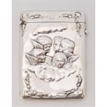 A silver card case, by Horton & Allday, assayed Birmingham 1902, the front repousse cherubs within a