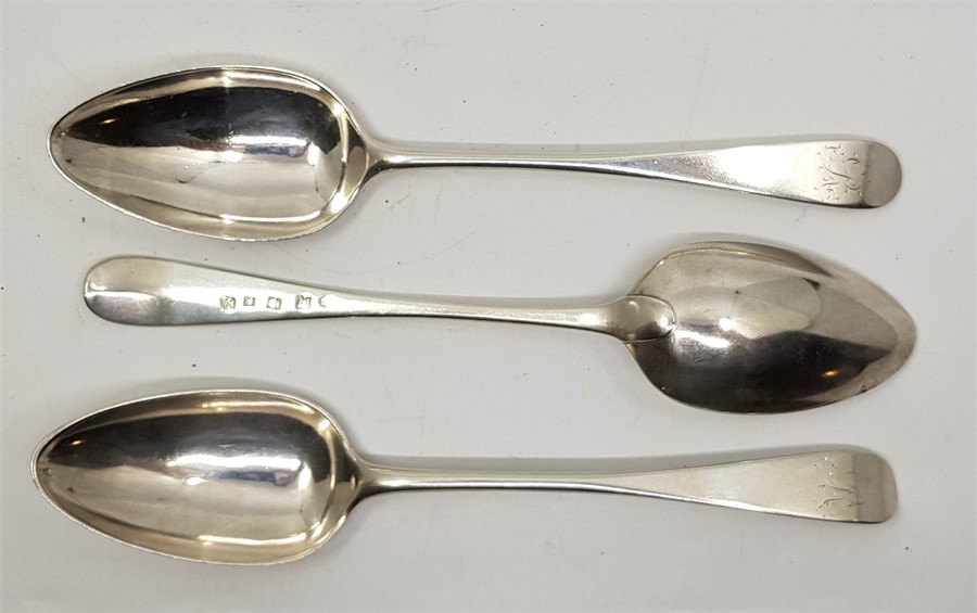 Three Scottish George III old English pattern silver table spoons, by Robert Gray, Edinburgh 1784,