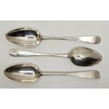Three Scottish George III old English pattern silver table spoons, by Robert Gray, Edinburgh 1784,