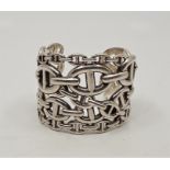 A Hermes sterling silver Chaine D'Ancre cuff bracelet, fashioned as overlapping anchor link