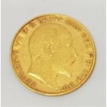 A 1902 Edward VII gold half sovereign, London mint.