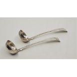 A Pair of Scottish George IV fiddle pattern silver sauce ladles, by William Hannay, Glasgow 1823,