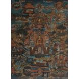 An early 20th century Sino-Tibetan thangka and similar framed.(2)