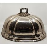 A large 19th century silver plated meat cover, length 45.4cm x width 33cm.