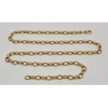 An Italian 18ct. gold oval and fancy link chain, with lobster claw clasp, length 88.5cm. (100.1g)