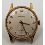 A Garrard 9ct. gold gentleman's wrist watch, c.1976, manual movement, Unitas cal.6325, having signed