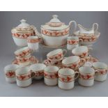 An early nineteenth century Thomas Wolfe porcelain pattern 136 (grapevine) part tea service, c.