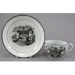 An early nineteenth century black transfer-printed commemorative cup and saucer, c. 1817. Both