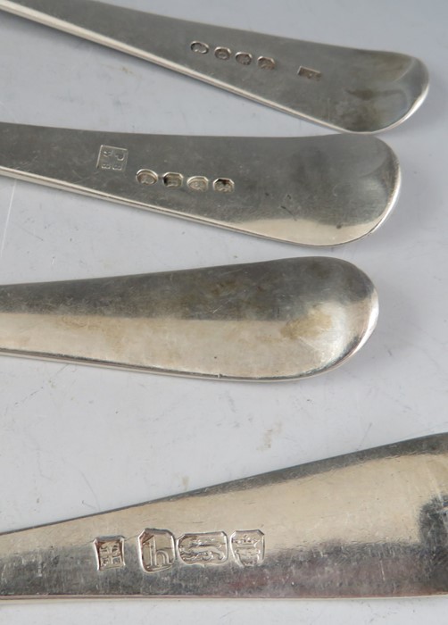 A small collection of four "Old English" silver table spoons including London 1812 by Peter & - Image 2 of 3