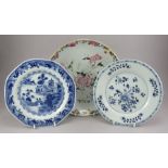 Three late eighteenth century hand-painted Chinese porcelain pieces, c. 1770-90. To include: a