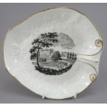 An early nineteenth century bat printed moulded dessert dish by Mayer & Newbold, c. 1825. it is