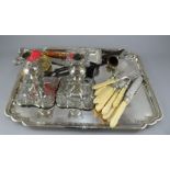 A collection of EPNS and Sheffield plated items including cased fish servers and other items. (a job