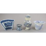 A group of early nineteenth century blue and white transfer-printed wares c.1800-30. To include: A