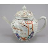 A mid-eighteenth century Chinese hand-painted porcelain Qianlong period teapot and cover, c. 1760.