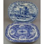 Two early nineteenth century blue and white transfer-printed platters, c.1820. To include: A