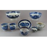 A group of late eighteenth, early nineteenth century blue and white transfer-printed wares, c.