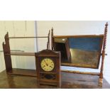 A 19th century shaped mahogany wall shelf with three tiers. 59cm shelf. Together with a swing