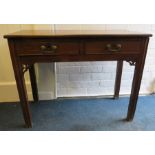 A George III oak single flap side table with two frieze drawers and squared supports. 92cm wide