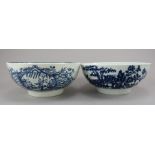 Two late eighteenth century Worcester blue and white transfer-printed waste bowls, c. 1760-80. The