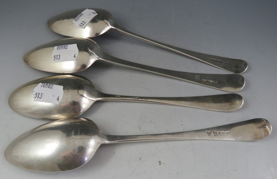 A small collection of four "Old English" silver table spoons including London 1812 by Peter & - Image 3 of 3