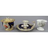 A group of early nineteenth century porcelain wares, c. 1820-30. To include: a Minton bat printed