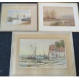 A collection of framed water colours, including Tom Oldham,  Boyer and others. (7)  Condition: