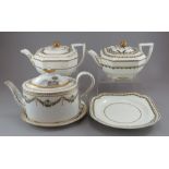 A group of three early nineteenth century Spode porcelain teapots c. 1810-20. To include: an oval