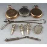 An early 20th century a Dennison gold filled cased gents full hunters keyless fob watch, together