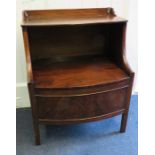 A George IV figural mahogany bow fronted night commode with square supports. 61cm wide Provenance: