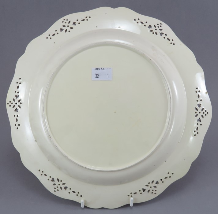 A late eighteenth century pierced creamware serving dish, c.1780. It has moulded classical swags and - Image 2 of 2