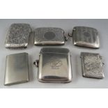 A collection of Victorian and later silver vesta cases, some with engine turned decorations. 4