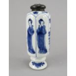 A late seventeenth century blue and white hand-painted Chinese Kangxi incense stick holder, c.