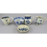 A group of late eighteenth century hand-painted blue and white miniature wares, c. 1790-1800. To