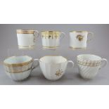 A group of early nineteenth century porcelain cups and cans, c. 1800-10. To include Coalport,