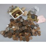 A large collection of mainly pre-decimal coins from the UK and other countries. Some half-silver and