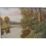 Archibald Jones, 1912 A pair of Autumn and river landscapes, watercolours signed and dated, 37 x