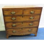 A George IV caddy top mahogany low chest of two short over three long drawers with ebony strung