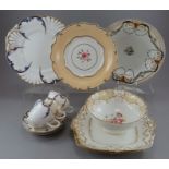 A group of  nineteenth century porcelain wares, c. 1820-40. To include: two Coalport handled dishes,