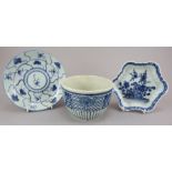 A group of mid to late eighteenth century hand-painted blue and white Chinese porcelain wares, c.
