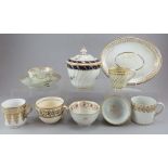 A group of early nineteenth century porcelain tea wares, c. 1800-10. To include Chamberlain