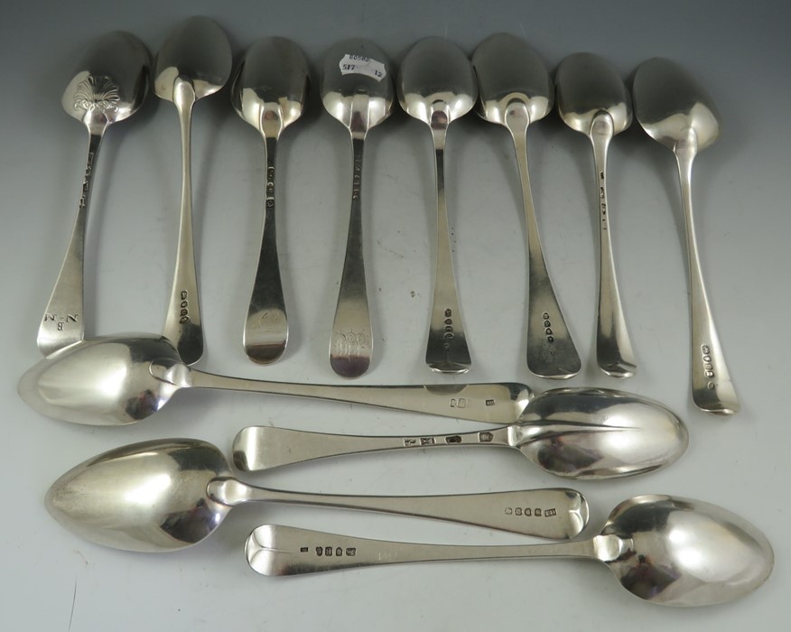 A composite set of mostly 19th century, English silver, soup spoons of various design, date and - Image 3 of 3