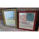 A collection of framed mirrors including a gilt-framed example and an oak framed example. 60 - 82 cm