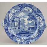 An early nineteenth century blue and white transfer-printed Spode Italian pattern hot water plate,