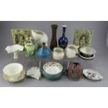A mixed group of ceramics, trinket dishes, studio pottery, including Spode, Royal Worcester, Carlton