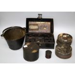 A 19th century rectangular, caddy-topped toleware spice box with fitted interior and including a