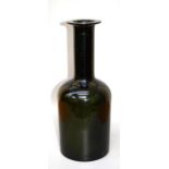 A large Holmgaard type mallet form green bottle vase. 45 cms.