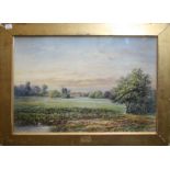 S Salter A country house in its own parkland with meandering river watercolour, signed 34 x 51cm