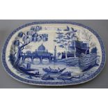 An early 19th century, probably Spode "Tiber" pattern, blue and white transfer printed pottery "tree