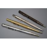 A collection of  20th century three silver and one rolled gold propeling pencils. (4)