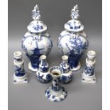 A pair of early 20th century  Meissen porcelain,blue and white "Onion" pattern double gourd spill